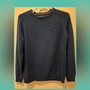 American Eagle Navy Blue Crewneck Pullover Sweater with professor patches